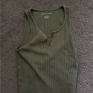 American Eagle Outfitters Green Ribbed Sleeveless Tank